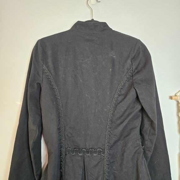 Tripp NYC Steampunk Gothic Black Knee Length Trench Coat Black Size S Small - Picture 7 of 12